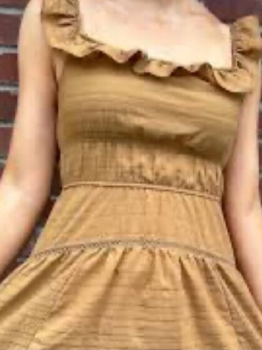 Wild Fable Boho yellow gold tiered ruffle mini dress XXL - Picture 2 of 4